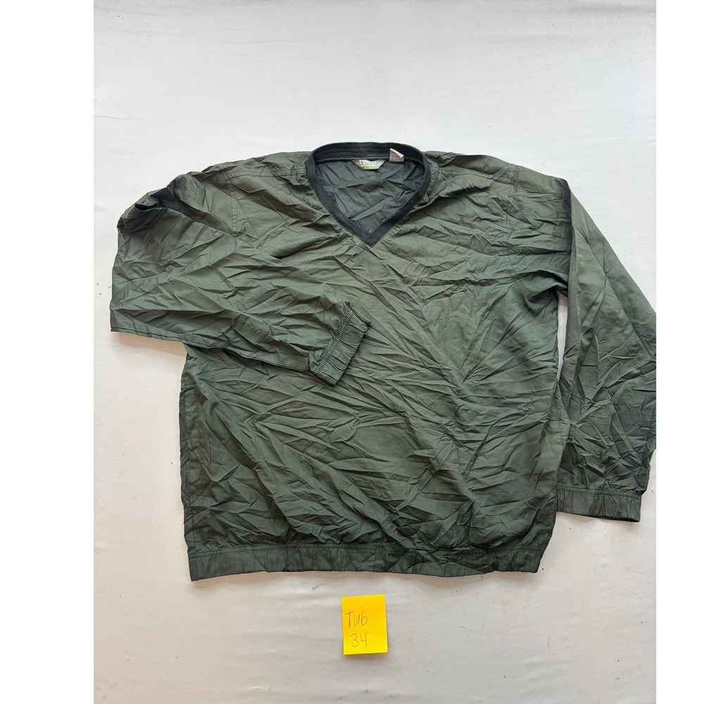 IZOD X-Treme Function Golf Windbreaker Mens Medium Green V-Neck Pullover Jacket